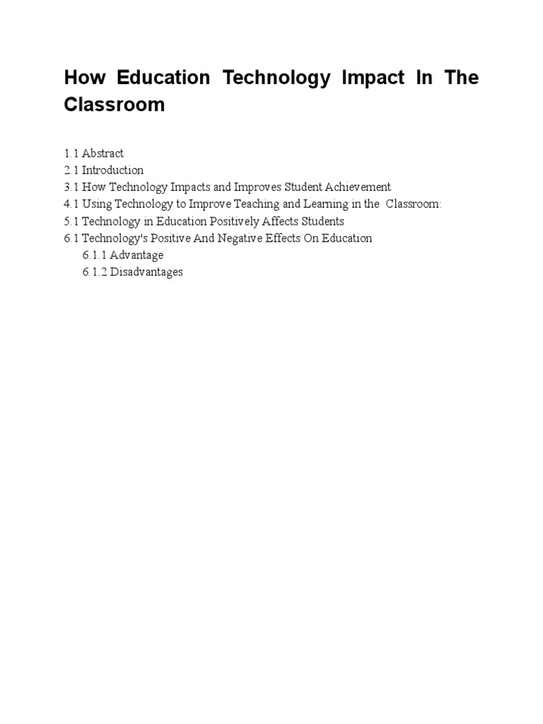 How Education Technology Impact in The Classroom | PDF | Educational ...