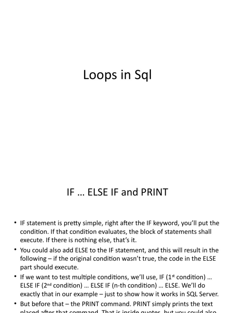 Loops in Sql | PDF | Subroutine | Pl/Sql