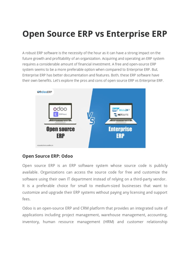 Open Source vs Enterprise ERP Overview | PDF | Enterprise Resource ...