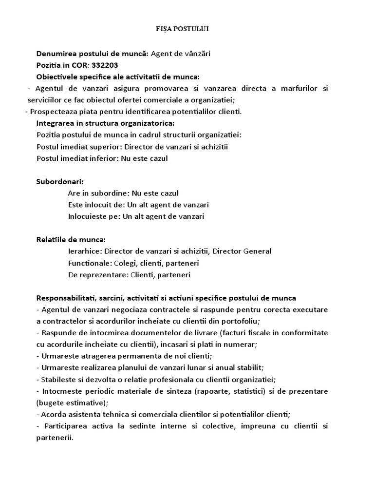 FisaPostAgentVanzari PDF