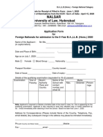 B.A., LL.B. (Hons.) Application Form For Foreign Nationals
