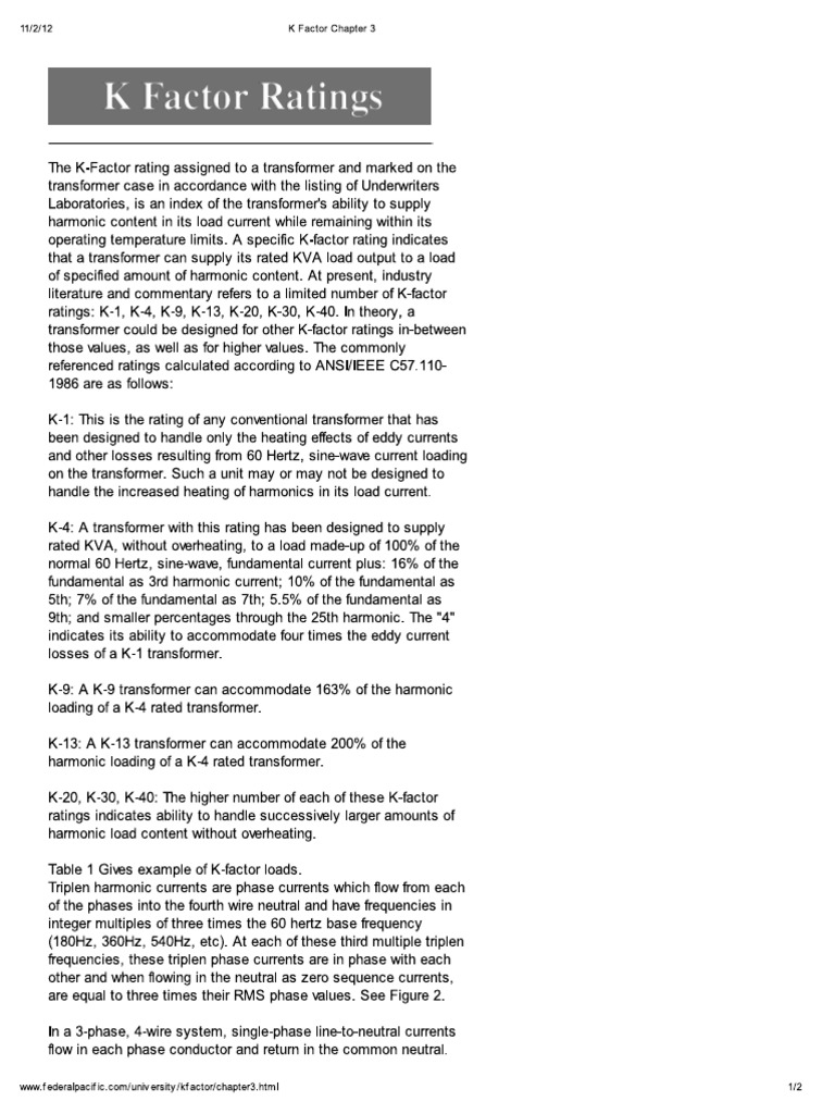 K Factor Ratings Defined PDF