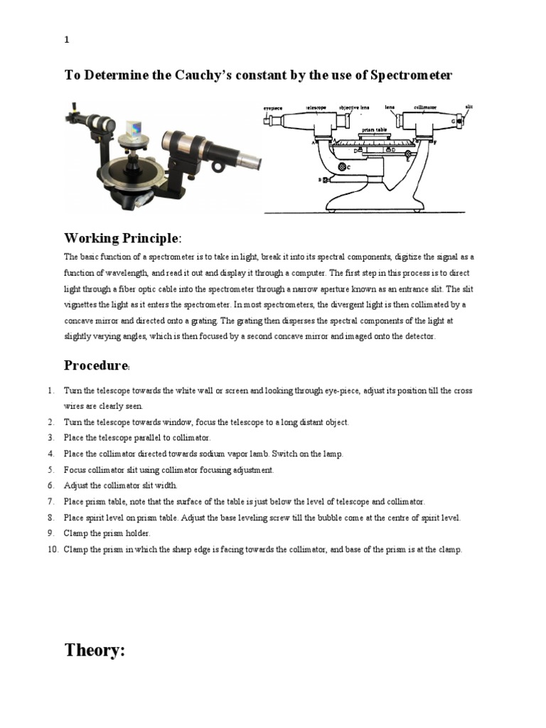 Spectrometer PDF Diffraction Dispersion (Optics)