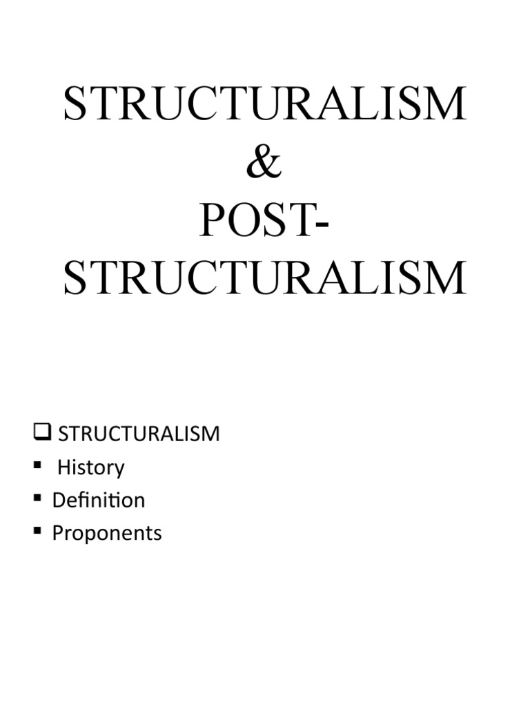STRUCTURALISM and POST STRUCTURALISM PDF Western Philosophy