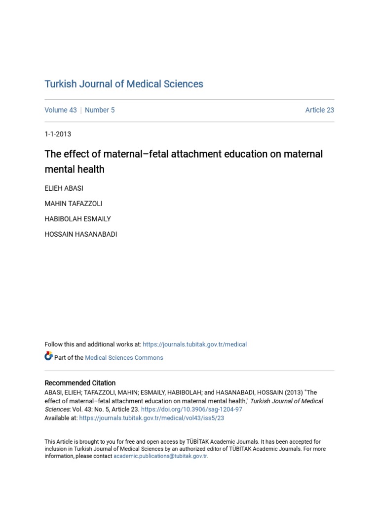The Effect of Maternal - Fetal Attachment Education On Maternal Men ...