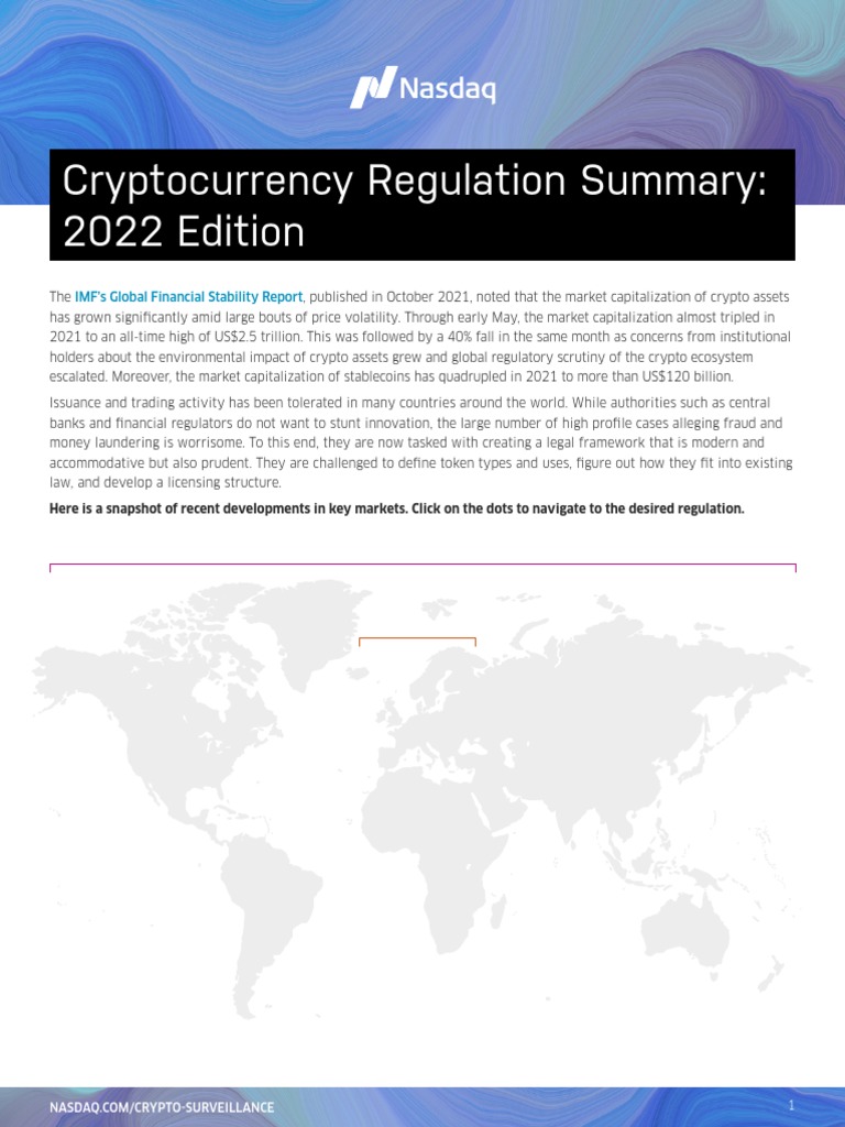 Cryptocurrency Regulation Summary 2022 Edition PDF Cryptocurrency