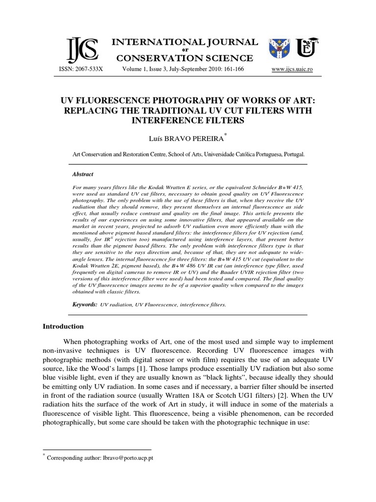 UV Fluorescence Photography Techniques | PDF | Optical Filter | Ultraviolet