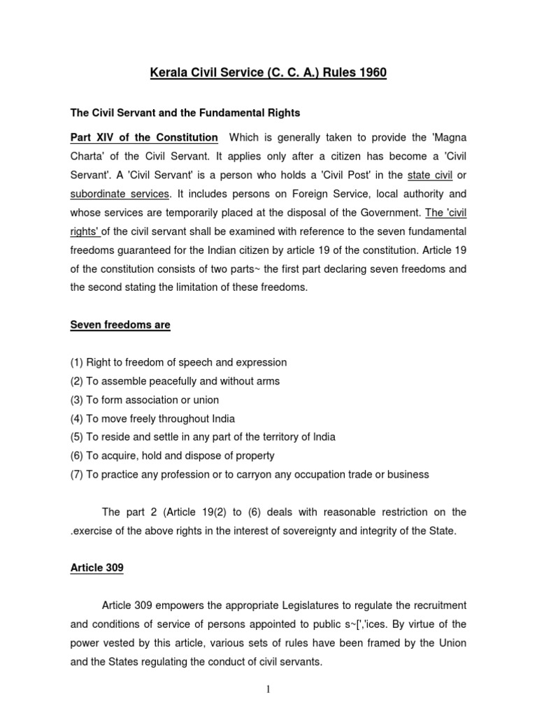 Kerala Civil Service Rules PDF Justice Crime & Violence