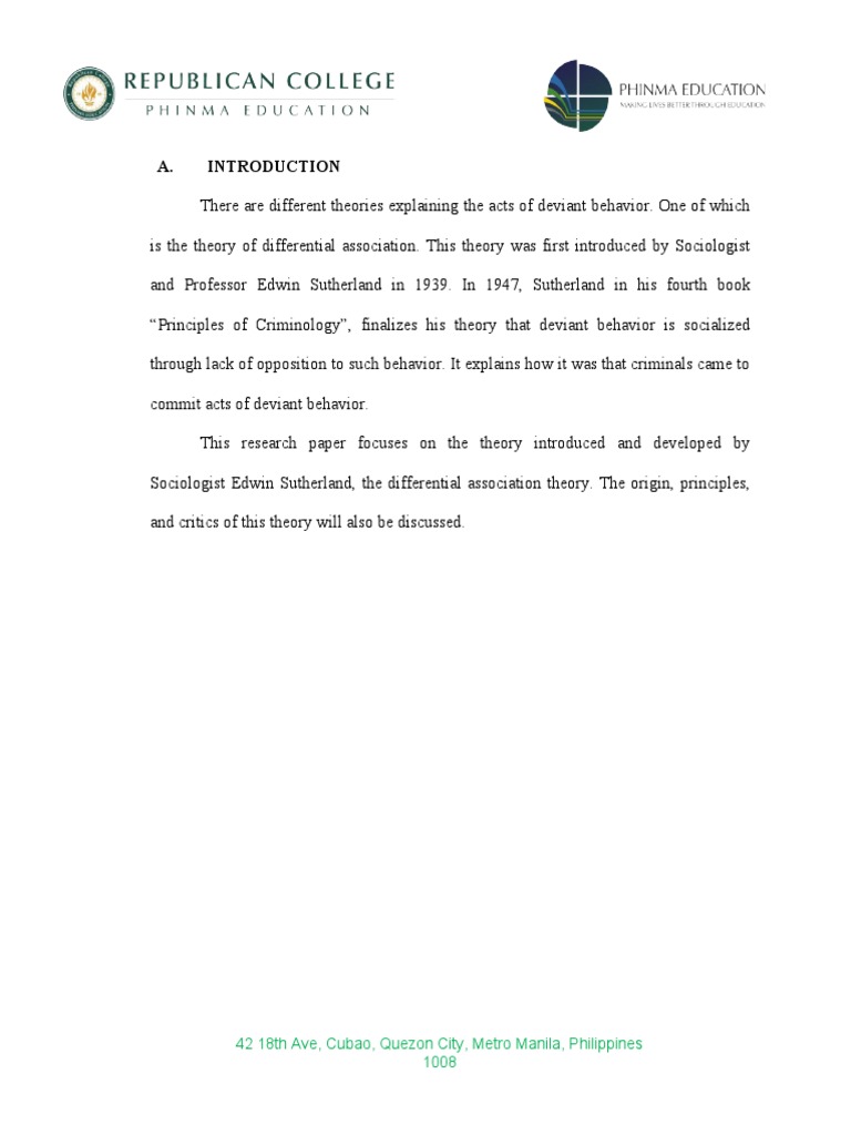 Differential Association Theory1 PDF Cognition Morality