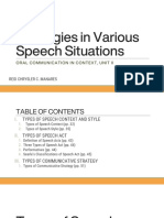 Strategies in Various Speech Situations: Oral Communication in Context, Unit Ii