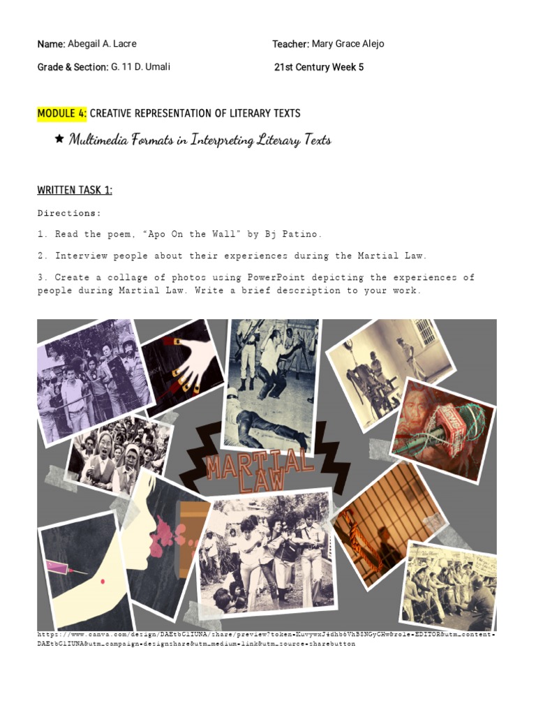 The Martial Law, A collage and narrative statement PDF