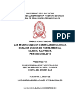 Las Migraciones en Centroamérica Hacia Estados Unidos de Norteamerica, Caso El Salvador, Período 2000-2010