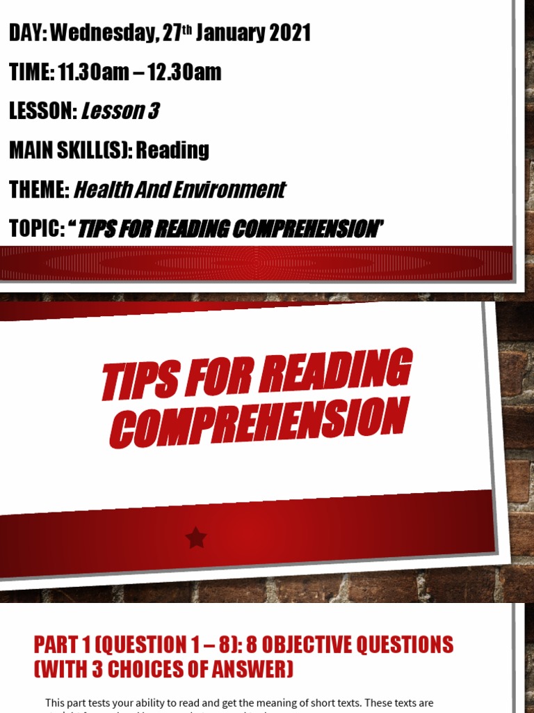 Students notes tips for reading comprehension pdf reading