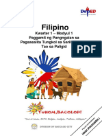 Filipino: Kwarter 1 - Modyul 1 Paggamit NG Pangngalan Sa Pagsasalita Tungkol Sa Sarili at Ibang Tao Sa Paligid