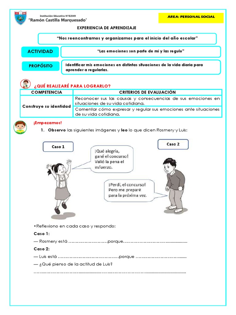 Regulando Emociones en Quinto Grado | PDF | Las emociones | Aprendizaje