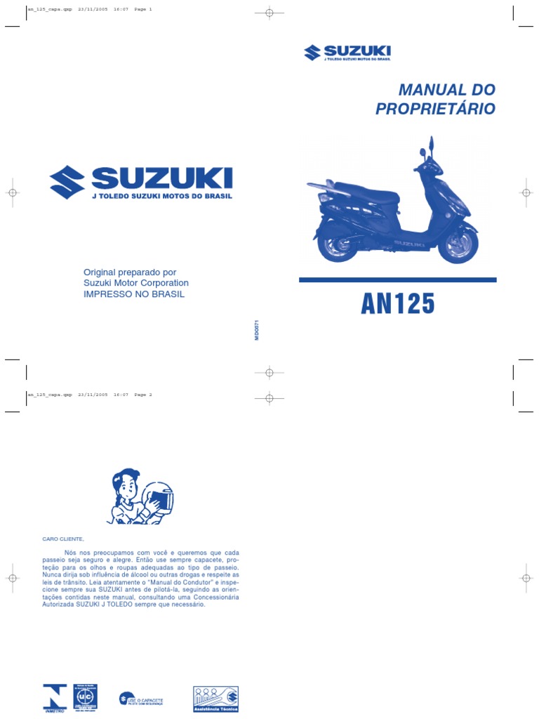 Manual Proprietario Burgman 125 An (Carburada) PDF Motocicleta