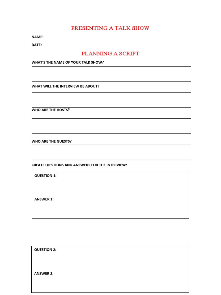 Talk Show Planning Guide | PDF