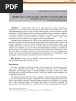 Identification and Evaluation of Factors of Dividend Policy