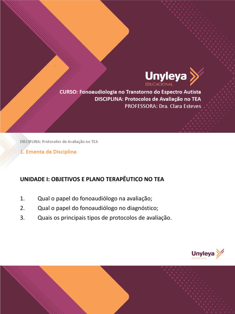 Plano Terapêutico no TEA: Fonoaudiologia | PDF | Autismo | Espectro do ...