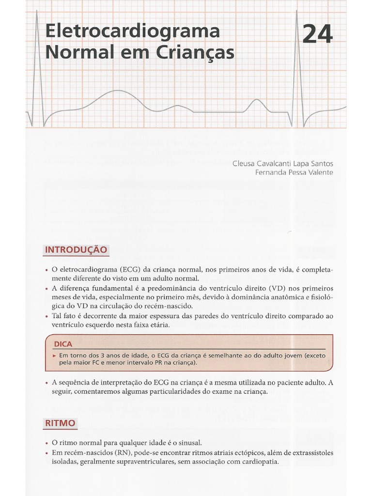 Manual de Eletrocardiografia - Cap. 24 Ecg Normal em Crianças | PDF