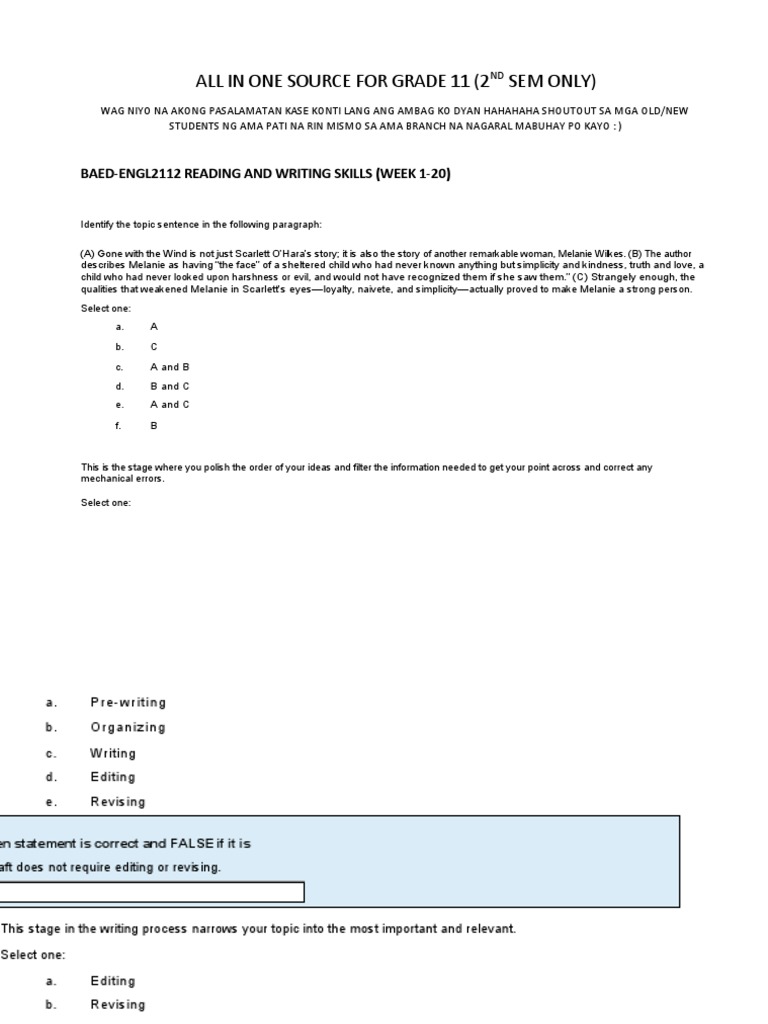 Grade 11 Reading and Writing Skills Guide | PDF | Søren Kierkegaard ...