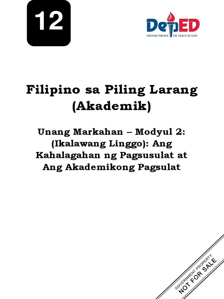 DO - SHS 12 - Filipino Sa Piling Larang Akademik q1 - Mod2 | PDF