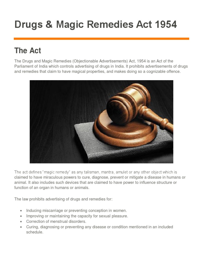 Drugs and Magic Remedies Act 1954 PDF