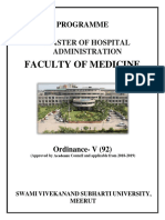 Faculty of Medicine: Master of Hospital Administration