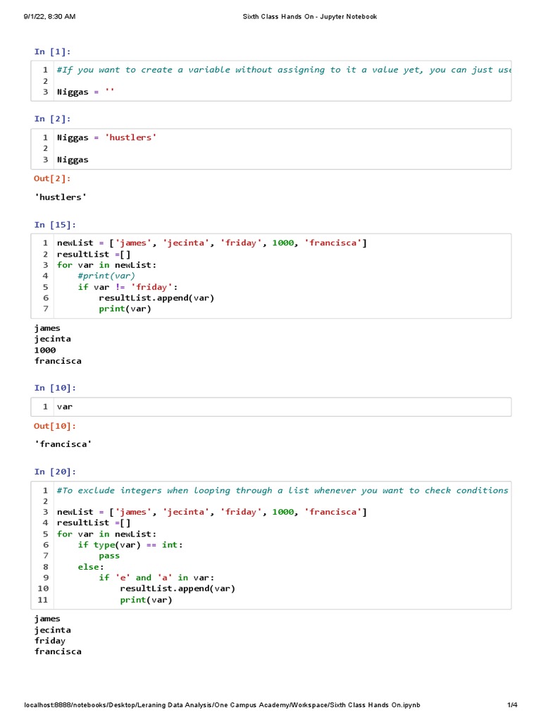 Sixth Class Hands On - Jupyter Notebook | PDF | Software Development ...