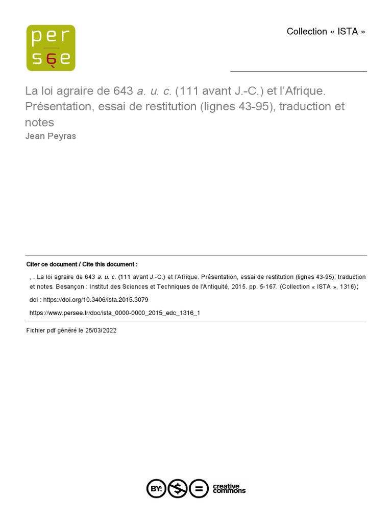 Loi agraire de 643 a.u.c. et Afrique | PDF | Rome antique ...