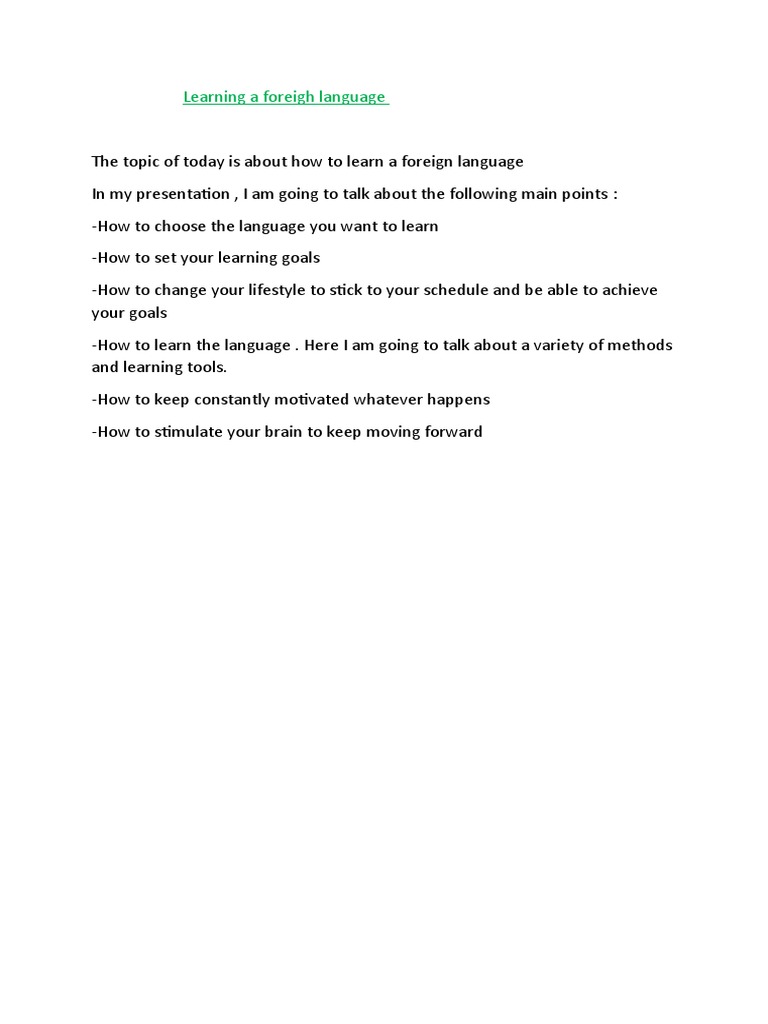 How To Learn A Foreign Language | PDF