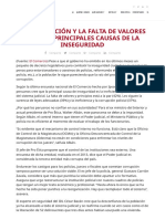 La Corrupción y La Falta de Valores Son Las Principales Causas de La Inseguridad - Proética - Capítulo Peruano de Transparency International