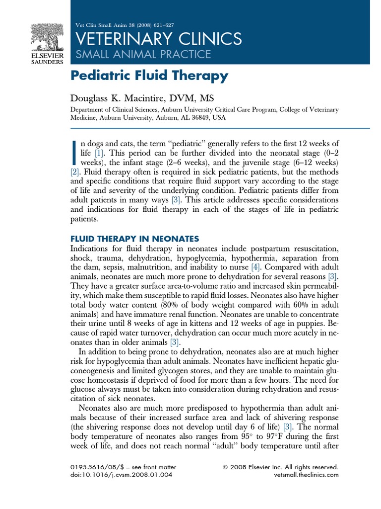 Pediatric Fluid Therapy Download Free PDF Intravenous Therapy