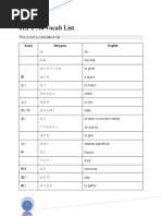 Japanese To English Vocabulary | PDF