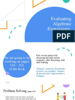 Evaluating Algebraic Expressions 6th Presentacion