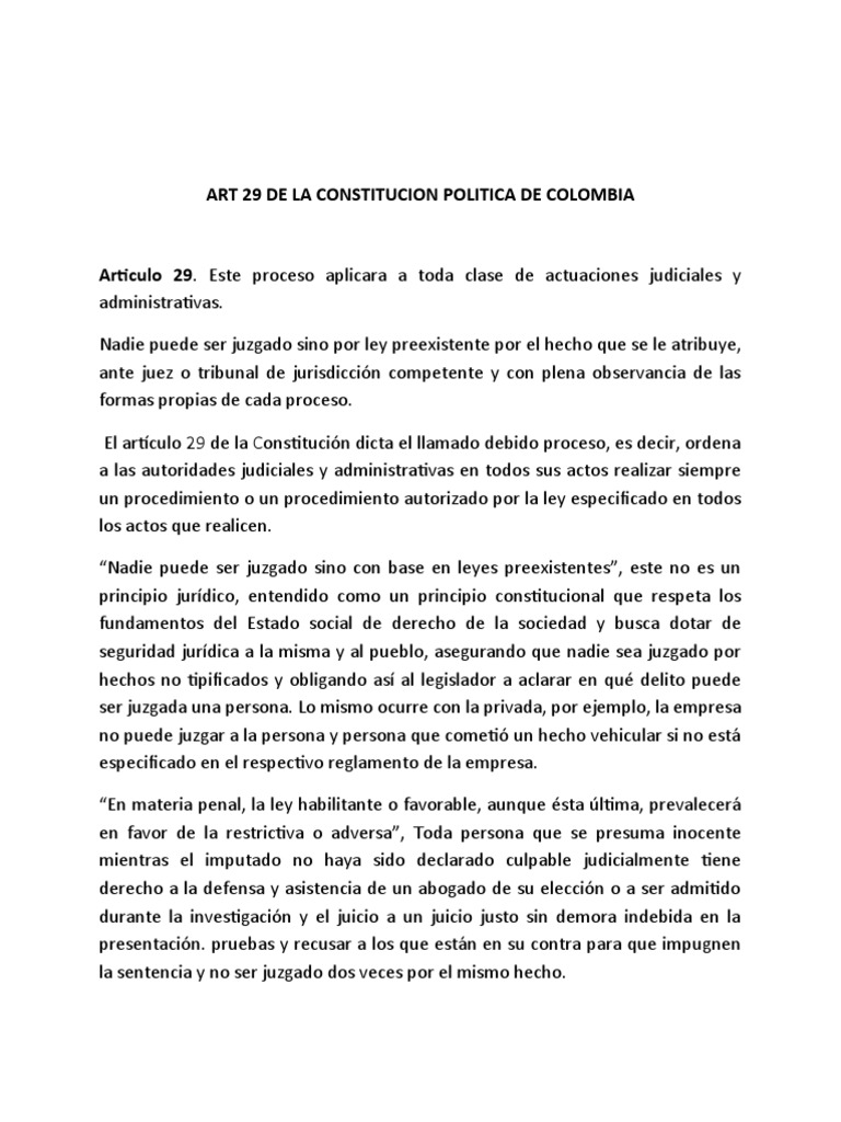 Articulo 29 de La Constitucion y | PDF | Debido al proceso | Derecho penal