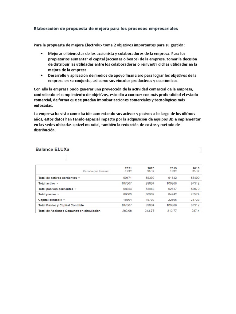 Propuesta de Mejora en Procesos Empresariales | PDF