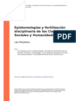 2021 Epistemologías y Fertilización Disciplinaria de Las Ciencias Sociales y Humanidades
