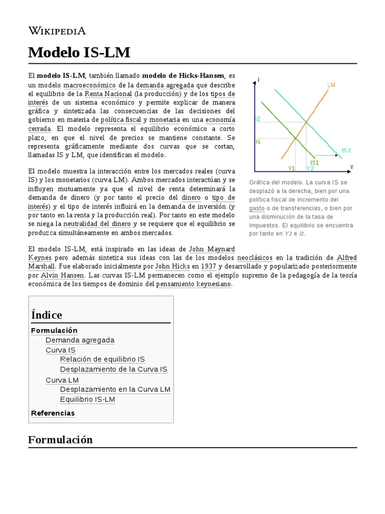 Modelo Is LM PDF Microeconomía Economias