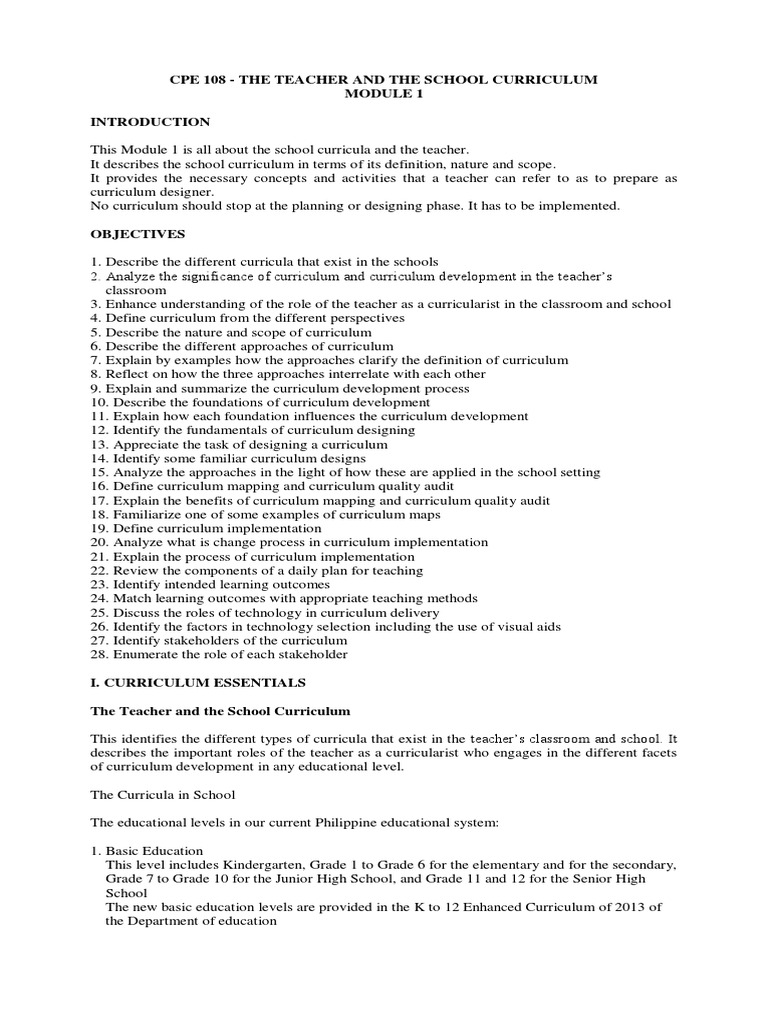 Cpe 108 Module 1 1 Pdf Curriculum Learning