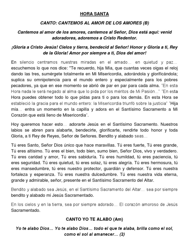 Guía para la Hora Santa y Oraciones | PDF | eucaristía | Amor