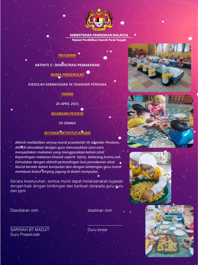 Contoh one page report pemakanan sihat pdf