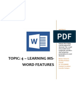 Topic: 4 - Learning Ms-Word Features