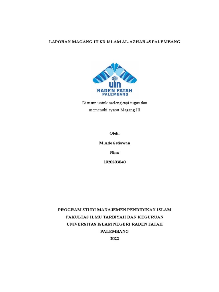 Laporan Magang di SD Islam Al-Azhar 45 | PDF | Karier & Perkembangan