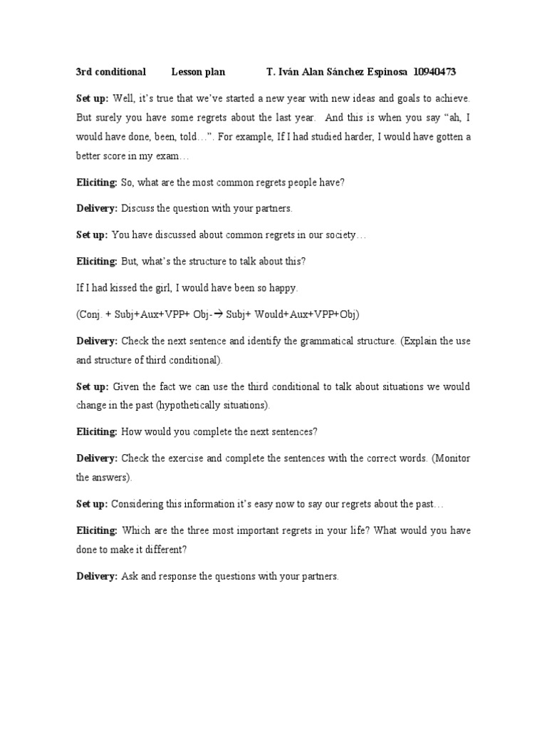 3rd Conditionallesson Plan T | PDF