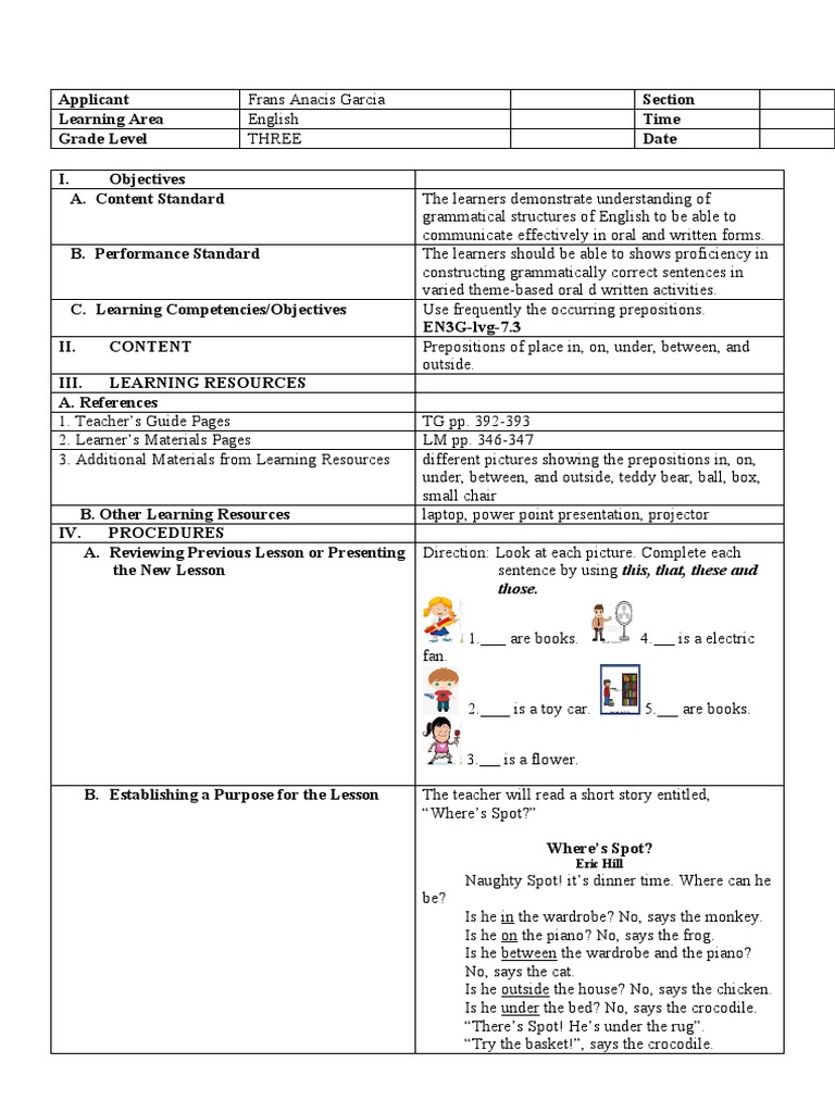 A Demonstration Lesson Plan in English 3 PDF English Language