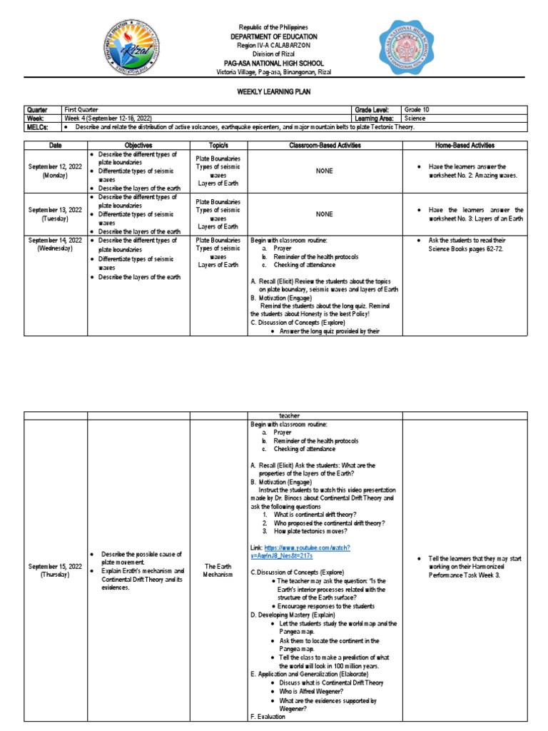 Week 4 Science 10 | PDF | Plate Tectonics | Earthquakes