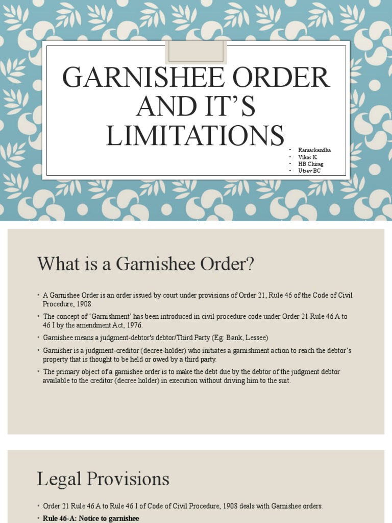 Garnishee Order PDF Garnishment Judgment (Law)