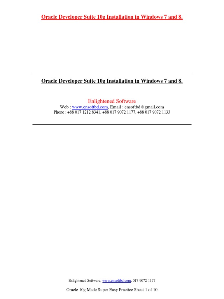 Installation Of Oracle Developer Suite 10g In Windows 7 PDF Java Installation of oracle developer suite 10g in windows 7 pdf java