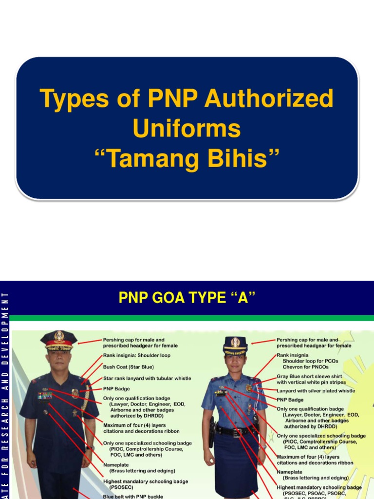 Types of PNP Authorized Uniforms Tamang Bihis PDF Military Personal
